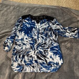 Zac & Rachel Blue and Black Swirl Blouse